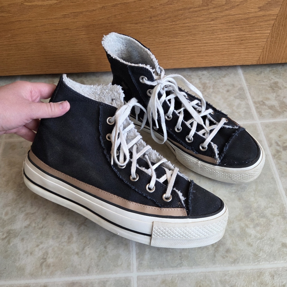 Converse Chuck Taylor All Star Lift Platform Raw Edge High Top Shoes